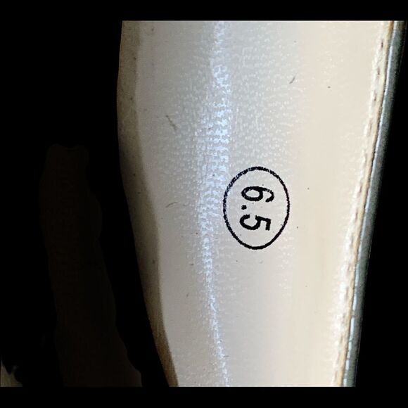 C.Label  Black Grey Patent Leather Rock Stud Flats 6.5 - Picture 5 of 8